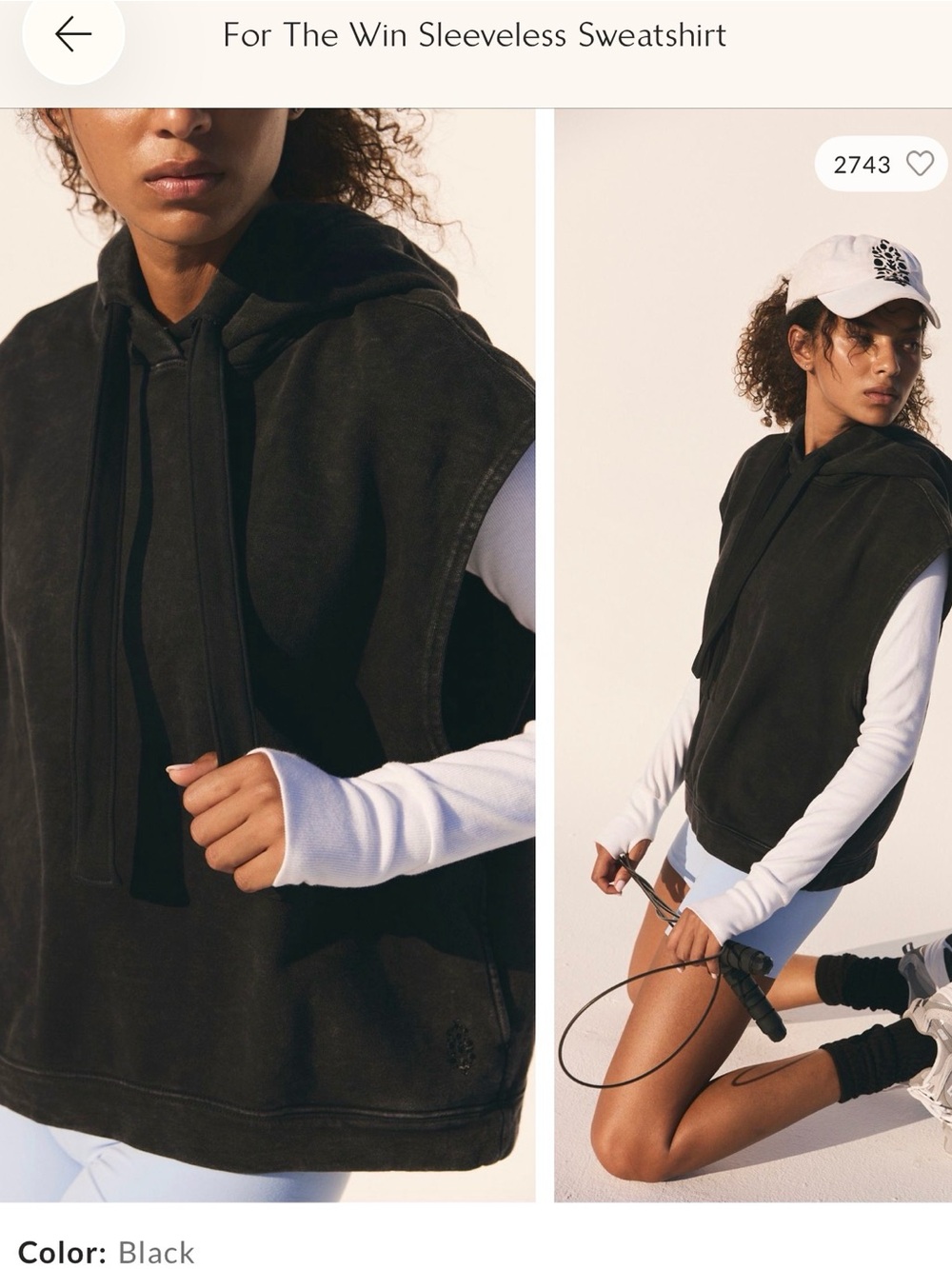 For The Win Sleeveless Sweatshirt - Black Sz L
